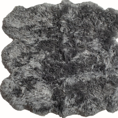 5' x 6' Gray Wool Sheepskin Handmade Rug