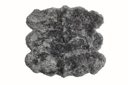 5' x 6' Gray Wool Sheepskin Handmade Rug