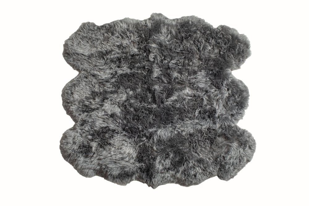 5' x 6' Grey Wool Sheepskin Handmade Area Rug — sheepskin area rug