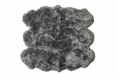 5' x 6' Gray Wool Sheepskin Handmade Rug