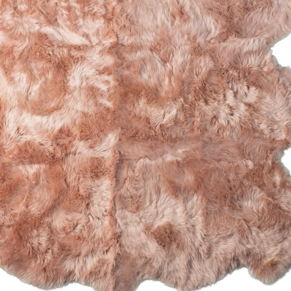 5' x 6' Pink Wool Sheepskin Handmade Rug