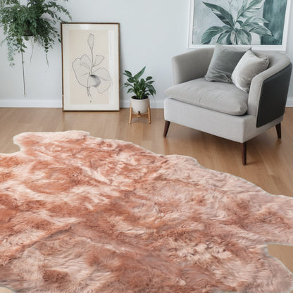 5' x 6' Pink Wool Sheepskin Handmade Rug