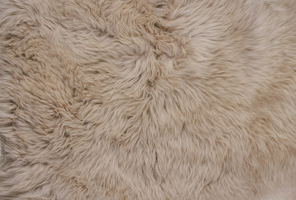 5' X 6' Taupe Wool Sheepskin Handmade Area Rug