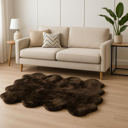 6' X 6' Chocolate Wool Sheepskin Handmade Area Rug