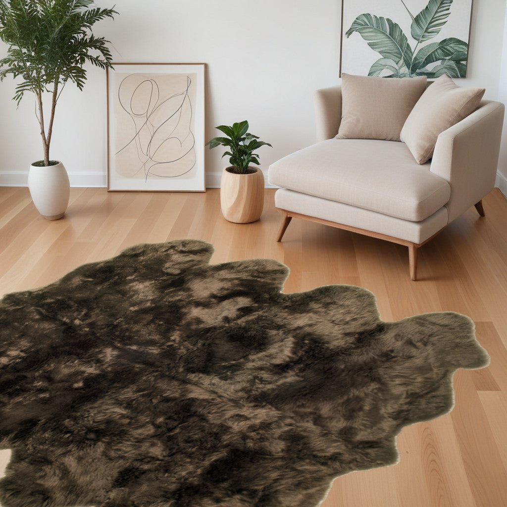 6' x 6' Chocolate Wool Sheepskin Handmade Area Rug