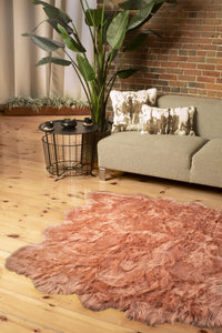 6' X 6' Pink Wool Sheepskin Handmade Area Rug — sheepskin area rug 1
