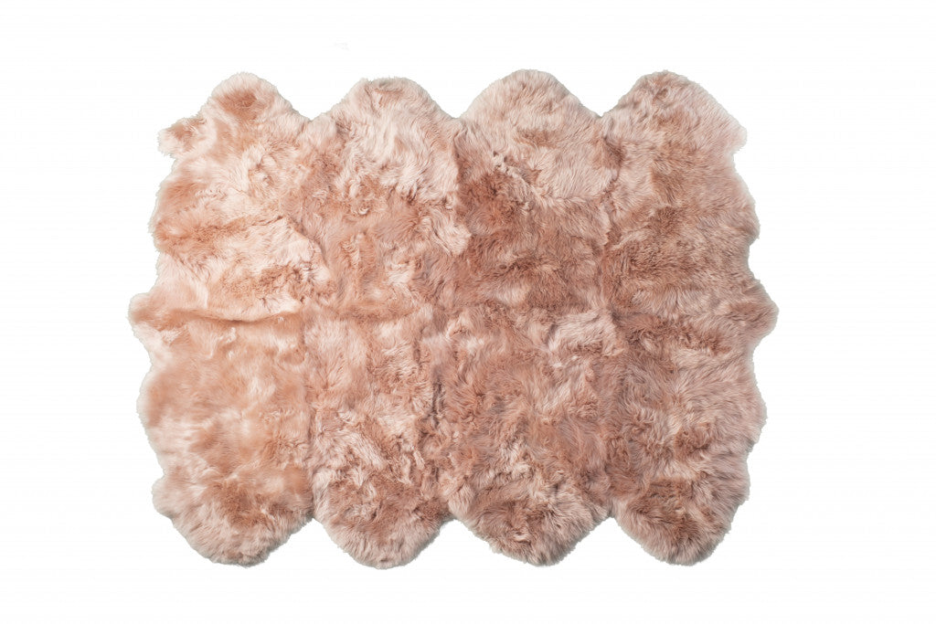 6' X 6' Pink Wool Sheepskin Handmade Area Rug