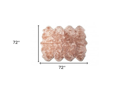 6' X 6' Pink Wool Sheepskin Handmade Area Rug