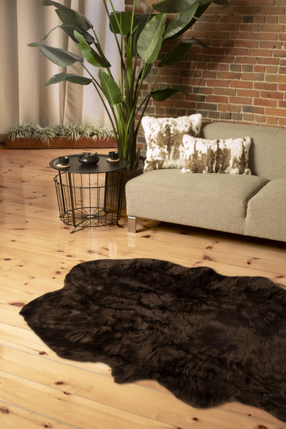 4' X 6' Chocolate Faux Sheepskin Flokati Washable Non Skid Area Rug