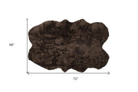 4' X 6' Chocolate Faux Sheepskin Flokati Washable Non Skid Area Rug 5