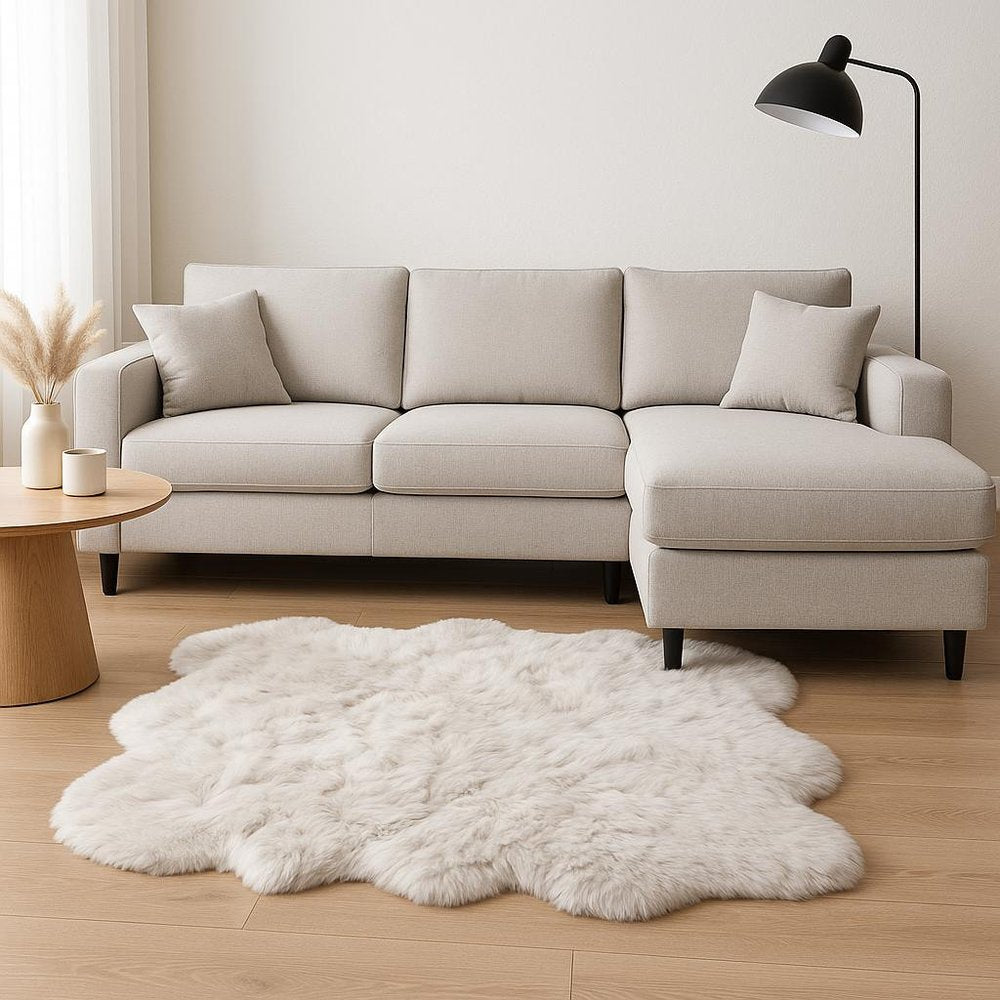 5' X 6' Grey Ombre Faux Sheepskin Non Skid Area Rug