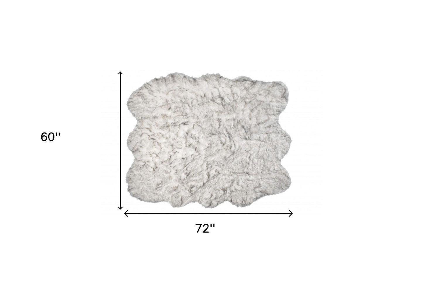 5' X 6' Grey Ombre Faux Sheepskin Non Skid Area Rug