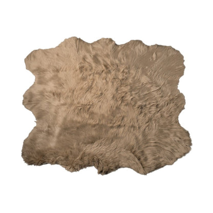 Tan Faux Sheepskin Non-Skid Area Rug – 5' x 6' | Luxurious Soft Shaggy Rug for Living Rooms, Bedrooms & Offices