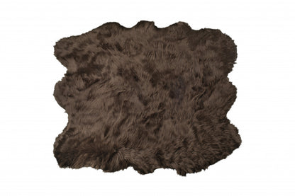 5' X 6' Chocolate Faux Sheepskin Non Skid Area Rug