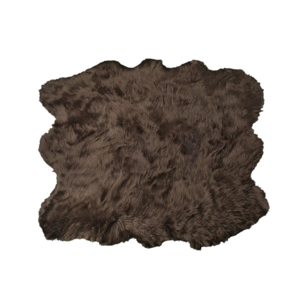 5' X 6' Chocolate Faux Sheepskin Non Skid Area Rug