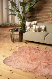 5' X 6' Rose Pink Faux Sheepskin Non Skid Area Rug 1