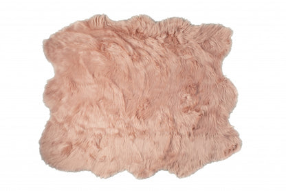 5' X 6' Rose Pink Faux Sheepskin Non Skid Area Rug