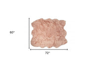 5' X 6' Rose Pink Faux Sheepskin Non Skid Area Rug 3