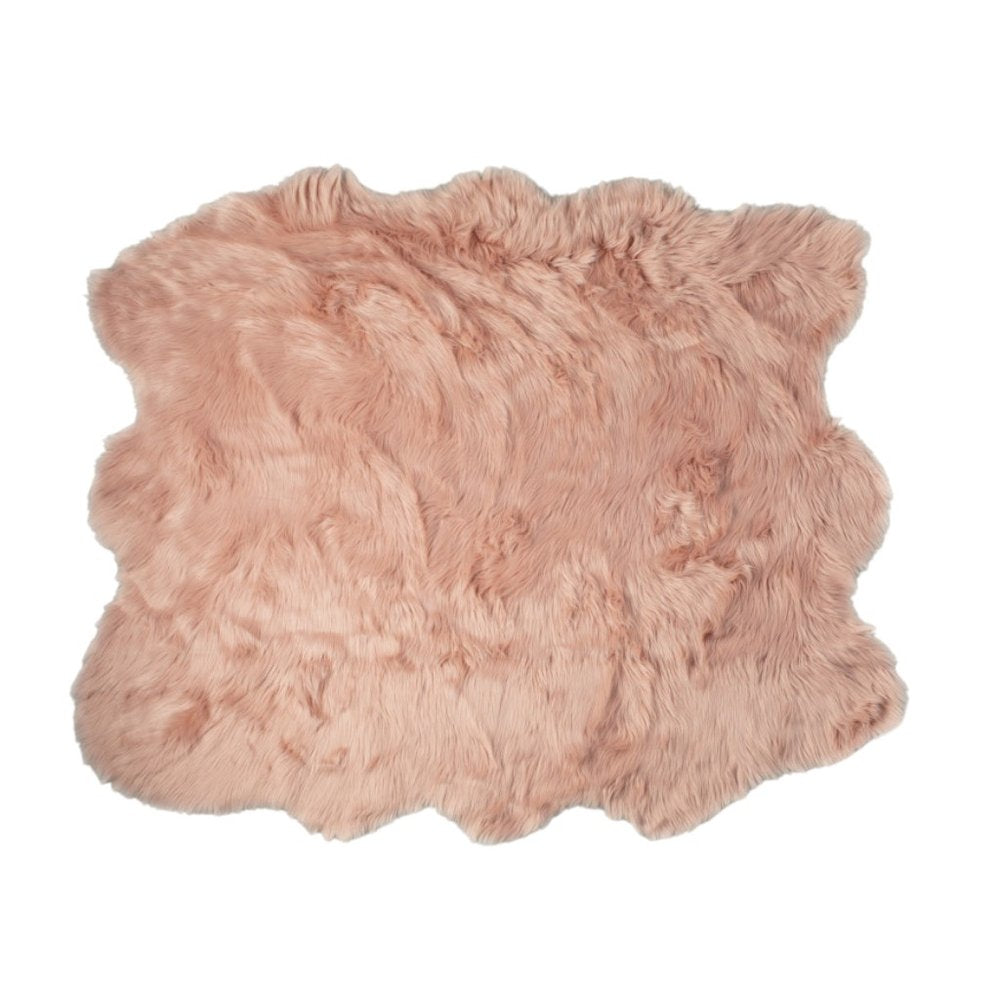 5' X 6' Rose Pink Faux Sheepskin Non Skid Area Rug