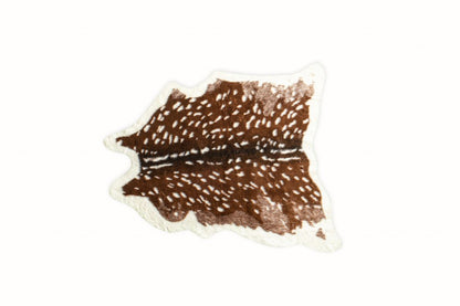 Faux Cowhide Area Rug – Off White & Brown, Non-Slip