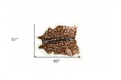 Faux Cowhide Area Rug – Off White & Brown, Non-Slip