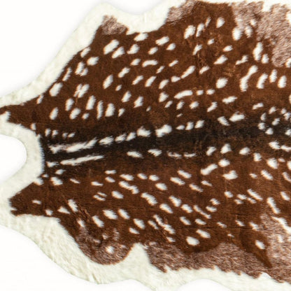 Faux Cowhide Area Rug – Off White & Brown, Non-Slip