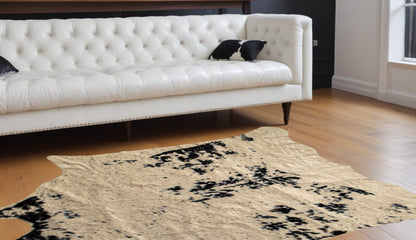 4' X 5' Off White And Silver Faux Cowhide Non Skid Area Rug