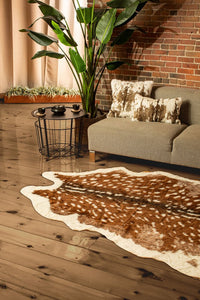 Faux Cowhide Area Rug – Off White & Brown, Non-Slip — cowhide area rug 10