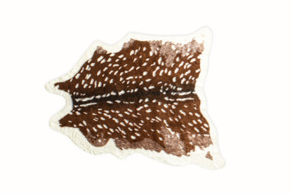 4' X 5' Off White And Brown Faux Cowhide Non Skid Area Rug