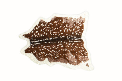 Faux Cowhide Area Rug – Off White & Brown, Non-Slip