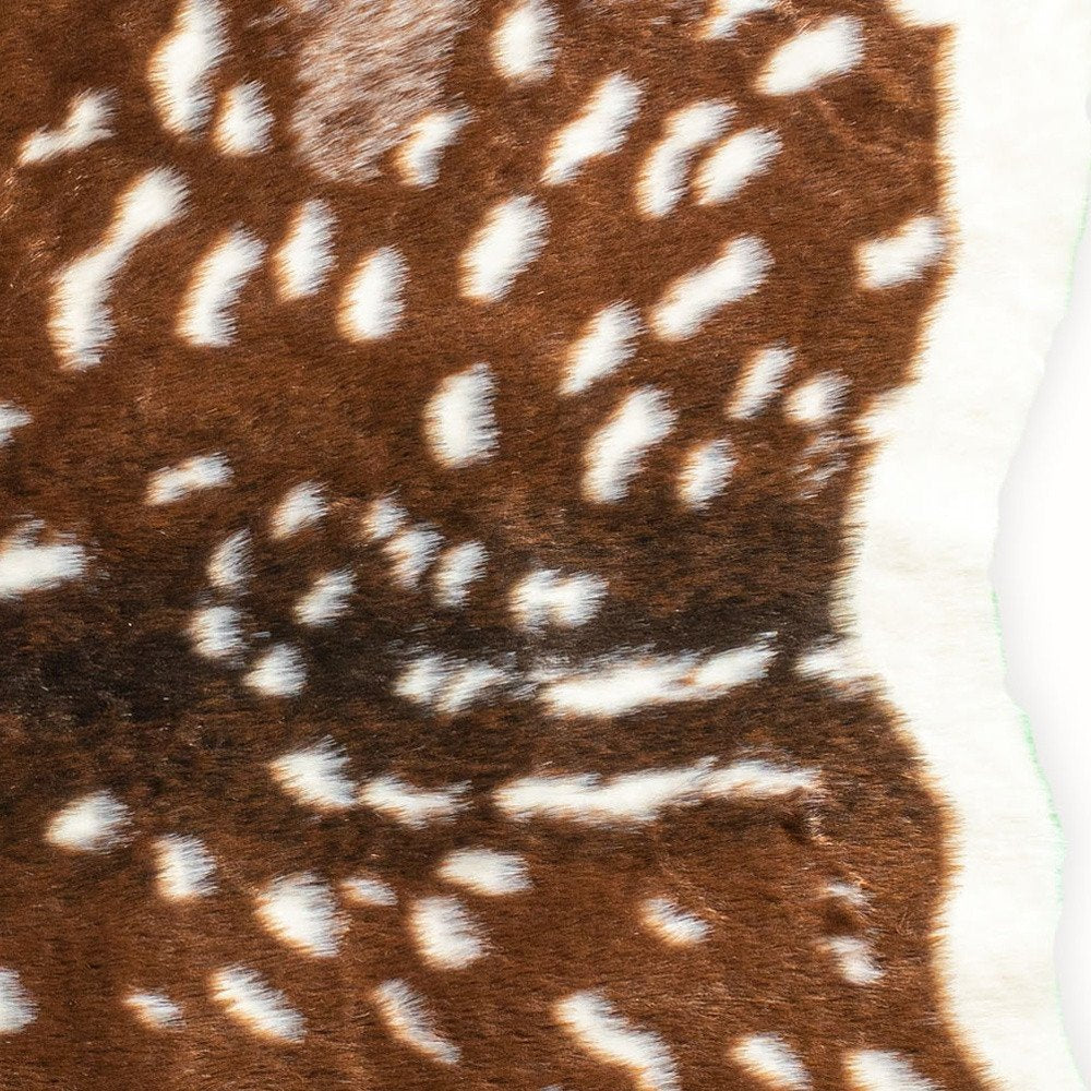 Faux Cowhide Area Rug – Off White & Brown, Non-Slip