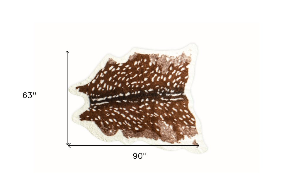 Faux Cowhide Area Rug – Off White & Brown, Non-Slip