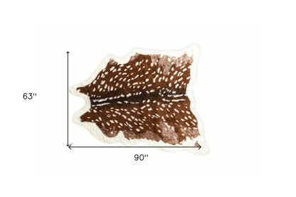 Faux Cowhide Area Rug – Off White & Brown, Non-Slip