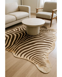 Cowhide Area Rug – Hand Knotted, Stain Resistant, Beige & Brown in Living Room — cowhide area rug 18