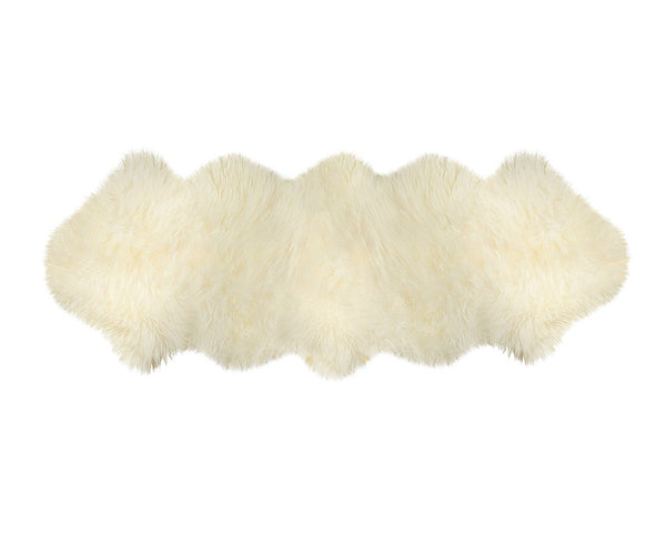 2' X 6' Ivory Wool Sheepskin Handmade Area Rug