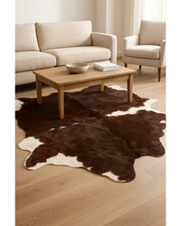 Cowhide Area Rug – Brown & White, Modern Accent in Living Room — cowhide area rug 9