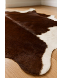 Cowhide Area Rug – Brown & White, Modern Accent Hide Detail Close-Up — cowhide area rug 10