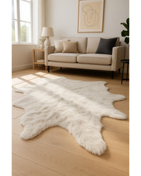 Off White & Silver Faux Cowhide Area Rug – Washable, Non-Skid in Living Room — cowhide area rug 6