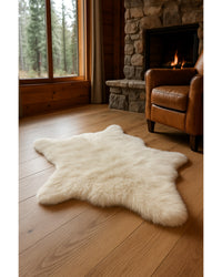 Off White Faux Cowhide Rug – Animal Print, Soft Texture in Cabin Living Room — cowhide area rug 8
