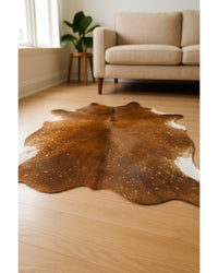 Brown Cowhide Area Rug – Soft, Modern Statement Decor Low Angle View — cowhide area rug 11