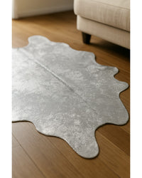 Silver Cowhide Area Rug – Handmade in Hide Detail Close-Up — cowhide area rug 7