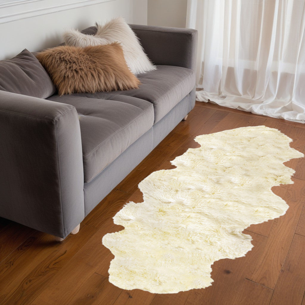 2' X 6' Natural Sheepskin Handmade Area Rug