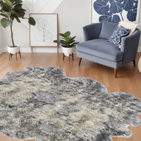 5' X 6' Gray Sheepskin Handmade Area Rug 6