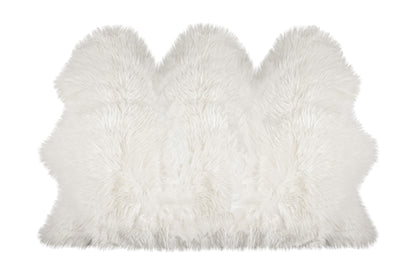 3' X 5' Off White Faux Sheepskin Printed Area Rug