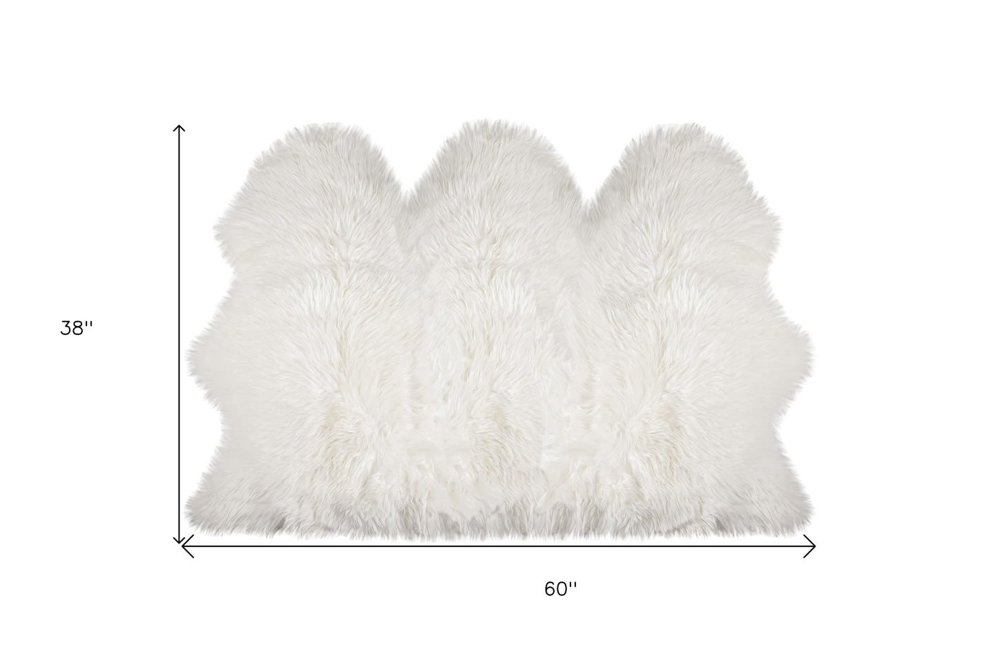 3' X 5' Off White Faux Sheepskin Printed Area Rug