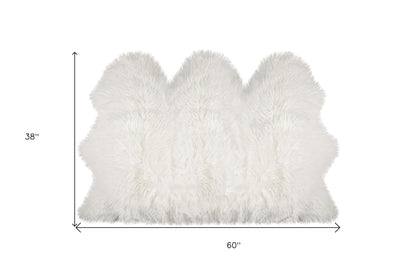 3' X 5' Off White Faux Sheepskin Printed Area Rug