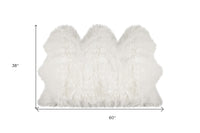 3' X 5' Off White Faux Sheepskin Printed Area Rug 4