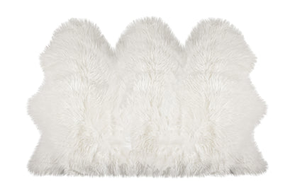 3' X 5' Off White Faux Sheepskin Printed Area Rug