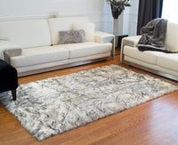5' X 8' Gray Faux Sheepskin Printed Area Rug 3