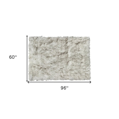 5' X 8' Gray Faux Sheepskin Printed Area Rug